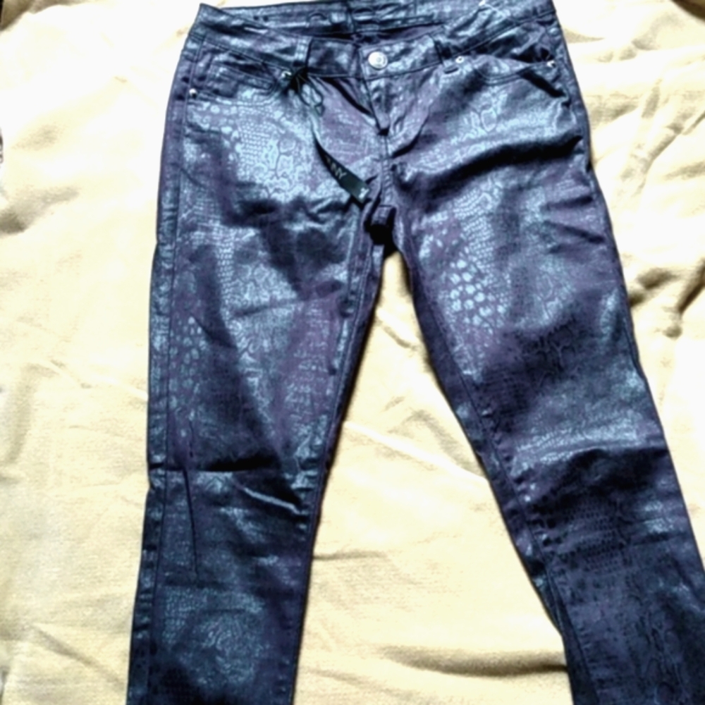 Dark blue snake print jeans